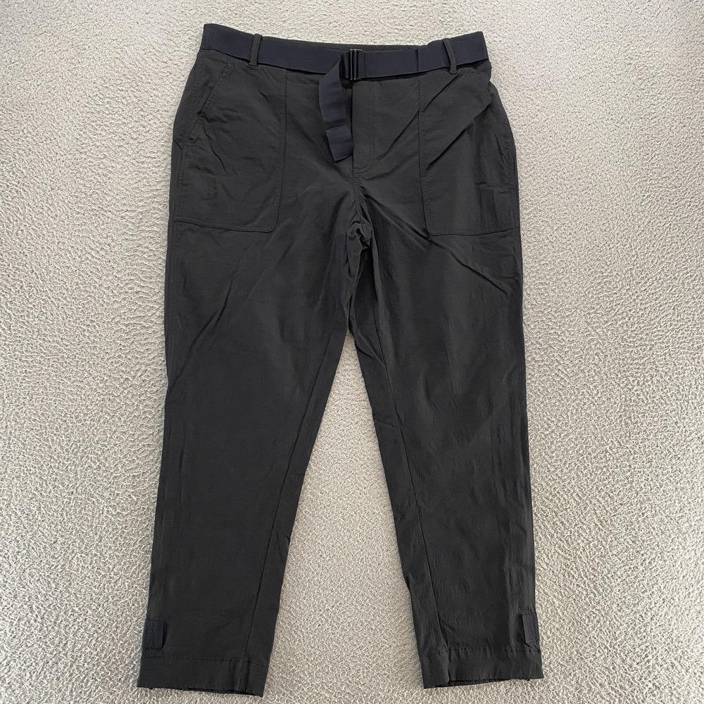 Athleta Trekkie Pants Womens 14 Hiking Pants Belted Ripstop High Rise Trail